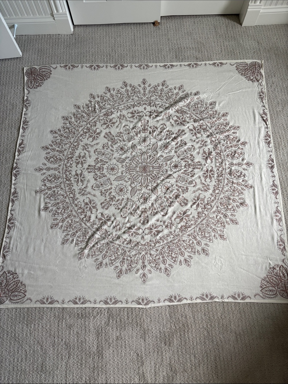 Urban Outfitters Home Ivory Tapestry with Rose Gold Medallion Print